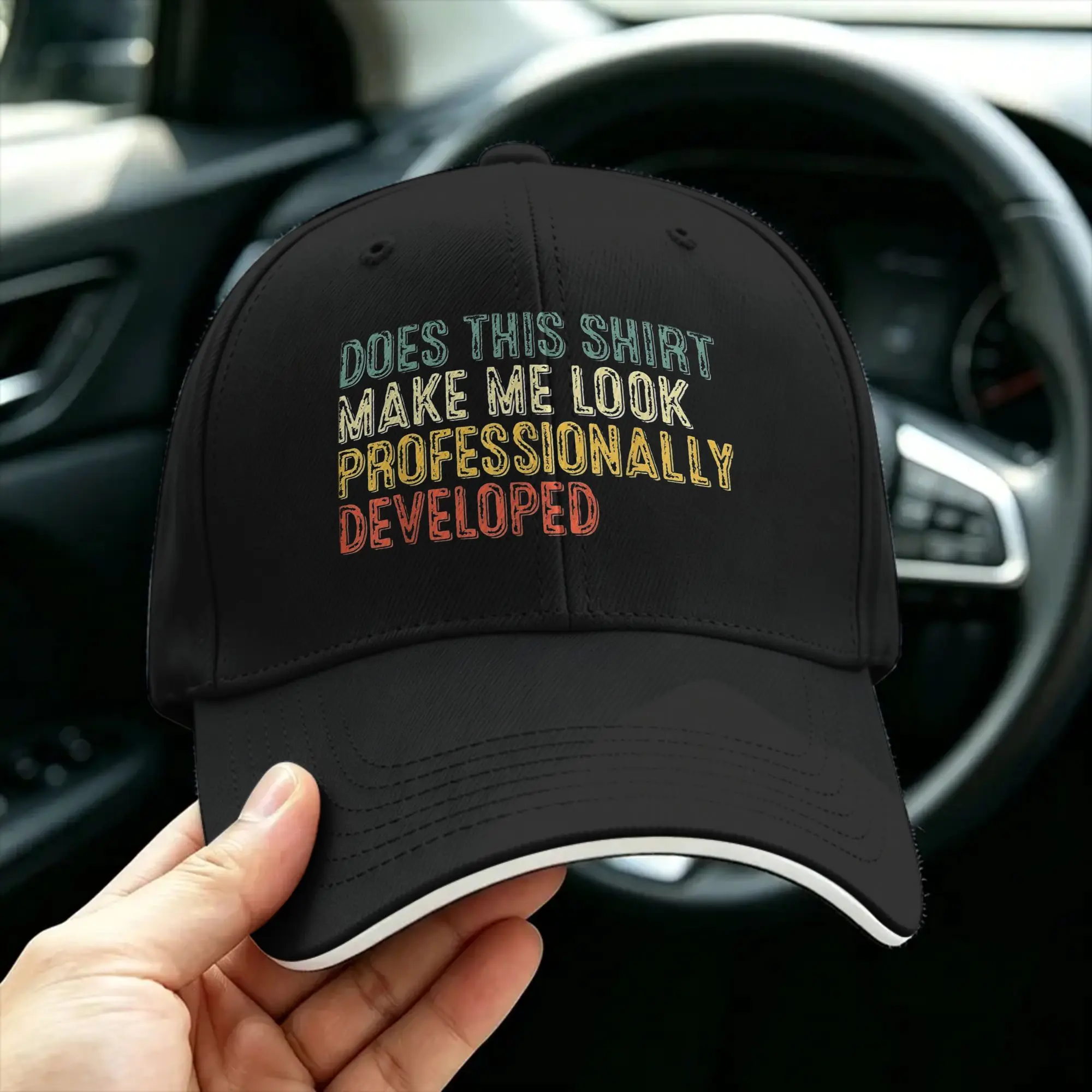 Does This Make Me Look Professionally Developed Casual Baseball Cap Summer  Trucker Hat Sun Tennis Skate Retro Baseball Caps