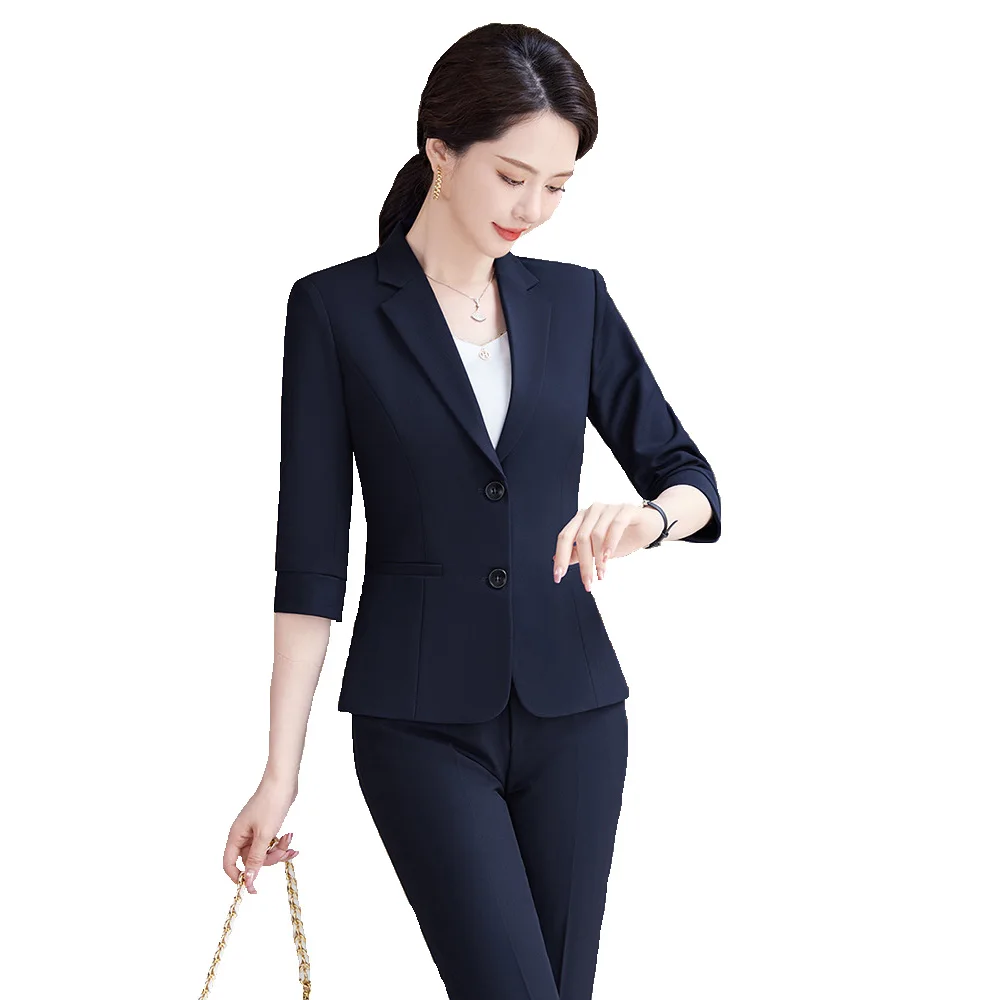 

Summer Office Work Wear Suits Formal OL Styles Pantsuits for Women Blazers Femininos Professional Career Interview Trousers Set