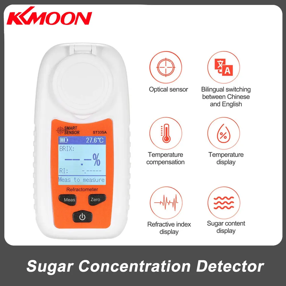 SMART SENSOR ST335A Digital Refractometer ATC Sugar Percent Tester 0-35% Brix Sugar Concentration Detector Honey Saccharometer