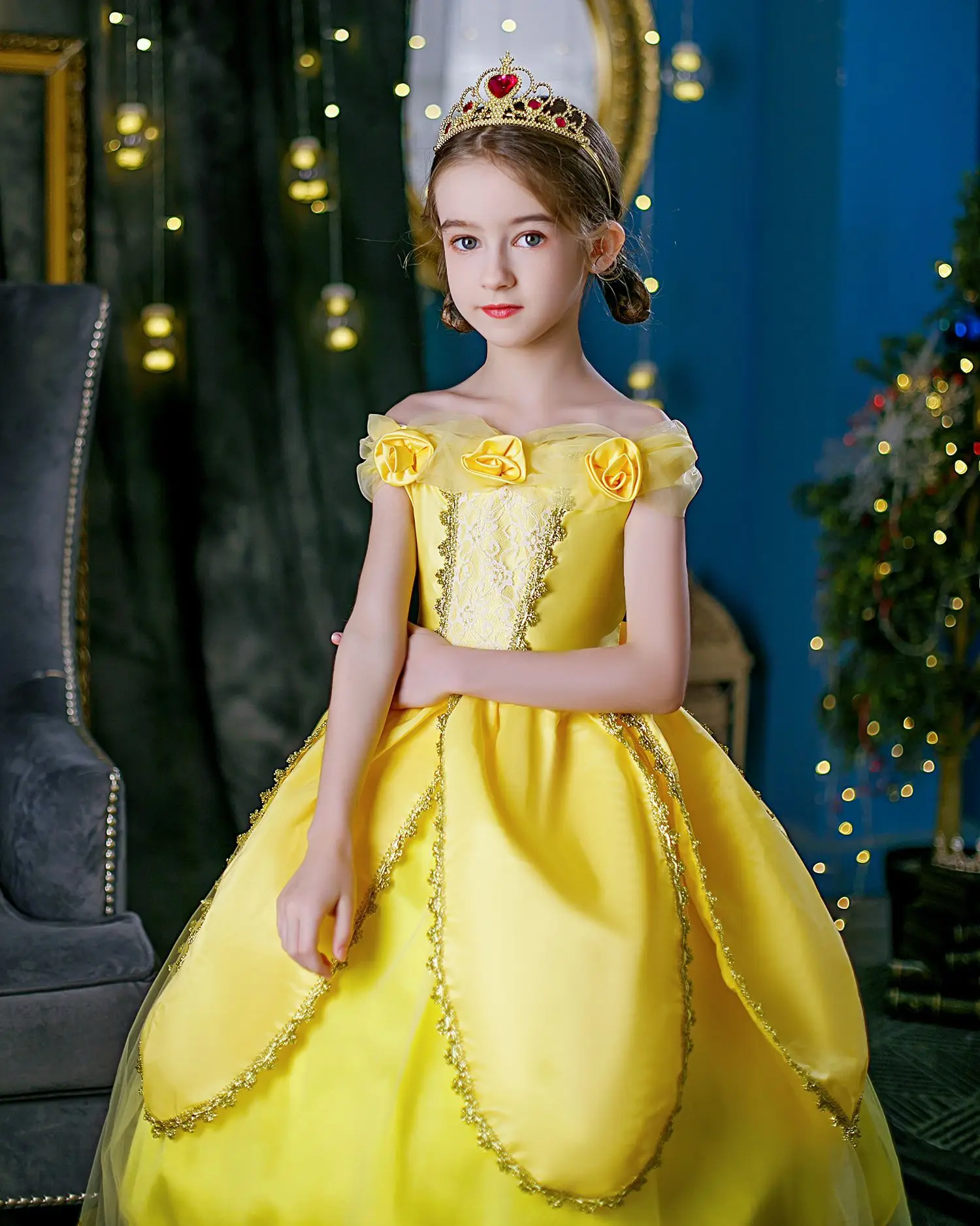 女の子のための美女と野獣の王女のドレス,新しい,ハロウィーン,外国貿易,2021
