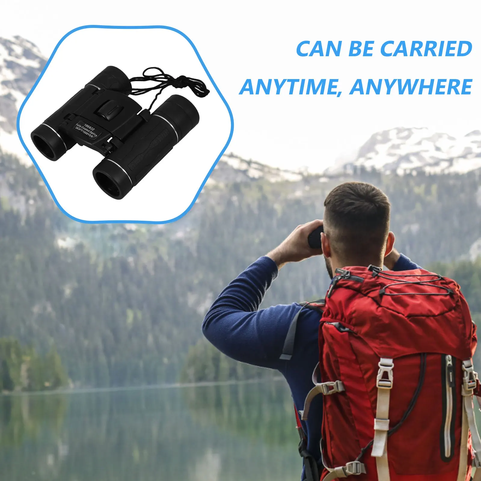 

100X22 Portable Binocular Telescope High Magnification FMC Coating BAK4 Prism Wide Angle Anti Slip Ergonomic Design for Adults