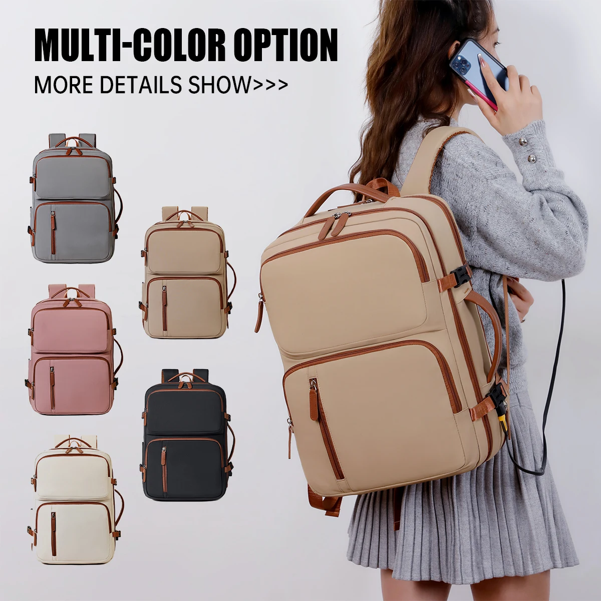 

2026 New Fashion Business Backpack for Men and Women, Large Capacity Travel Cabin Bag, Decompression and Expansion Outdoor Backpack for Boarding and Traveling Abroad