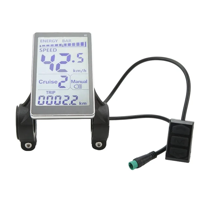 

Electric Bike LCD Meter 5 Pin 24V 36V 48V 60V Universal E Scooter M5 LCD Panel Screen for 31.8 22.2mm Electric Bikes