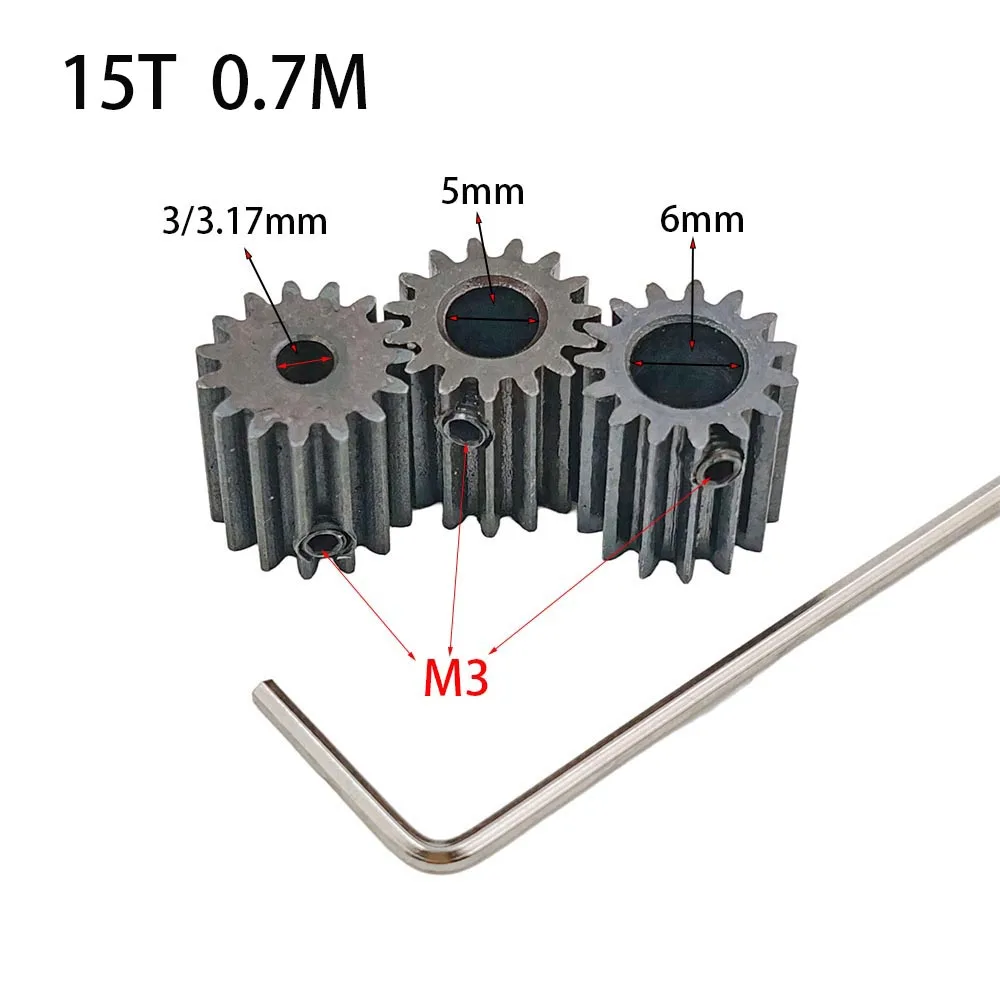 15T 0.7M Spur Gear OD=11mm Thickness 12mm Hole Available 3/3.17/4/5/6mm Metal Steel Pinion