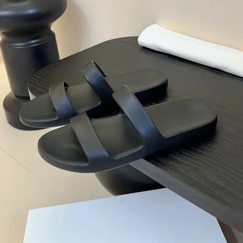 Простые тапочки на толстой подошве с мягкой подошвой, женские универсальные сандалии с открытым носком, летняя пляжная обувь на плоской подошве для отдыха на открытом воздухе, обувь для ленивых