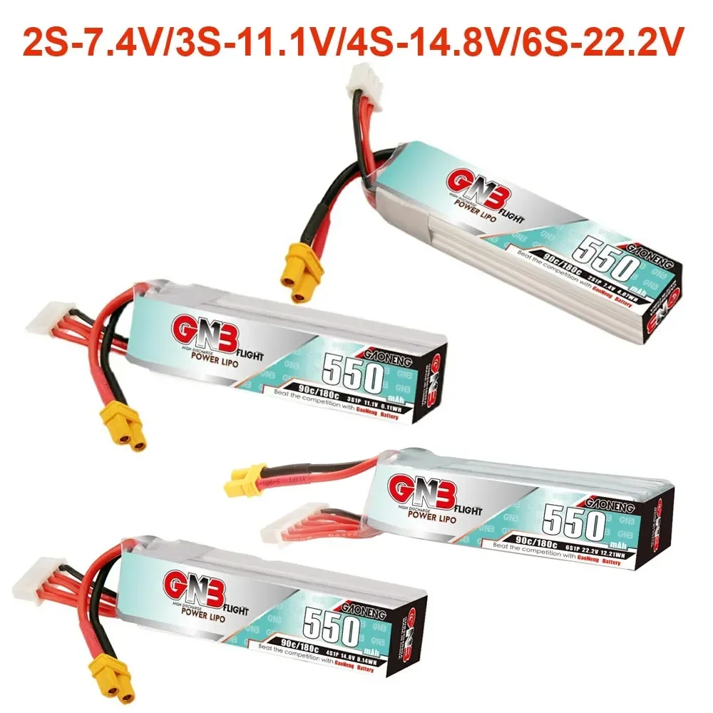 GNB 550mAh 90C 2S-7.4V 3S-11.1V 4S-14.8V 6S-22.2V Lipo Battery With XT30/XT60 Plug For FPV Drone RC Quadcopter Helicopter Parts