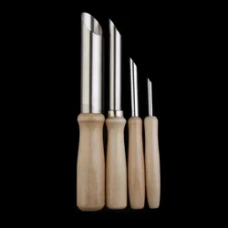 4Pcs/Set Wooden Handle Clay Sculpture Tools Pottery Molding DIY Engrave Cutter Tool