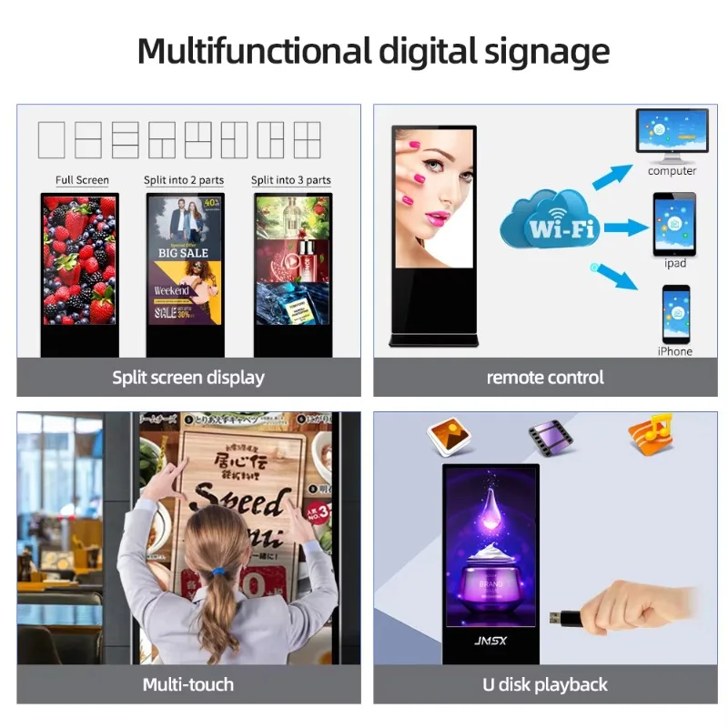 Port-able Outdoor LED Screen Hologram Digital Signage Display JOMEtech 10 Point IR Touch An-droid Mobile Kiosk Advertising FHD