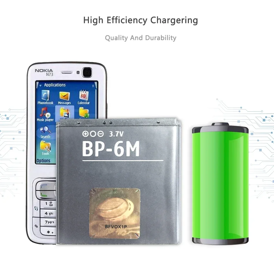 BP-6M 3.7V 1100mAh Mobile Phone Batteries For Nokia N73 N77 N93 N93S 3250 6151 6233 6234 6280 6282 6288 6290 9300i 9300