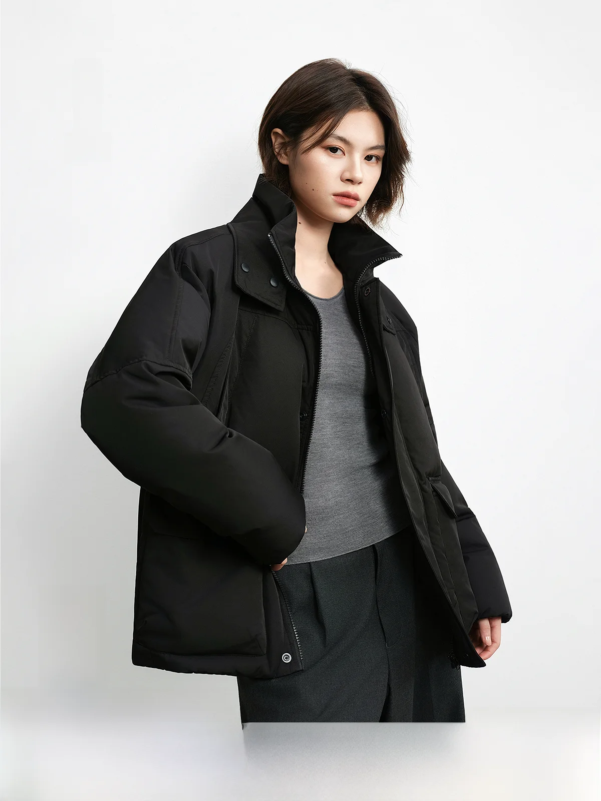 

Пуховик из гусиного пуха Cleanlin 000MM, гладкая текстура, очень теплый, с длинными рукавами, на молнии, цветной