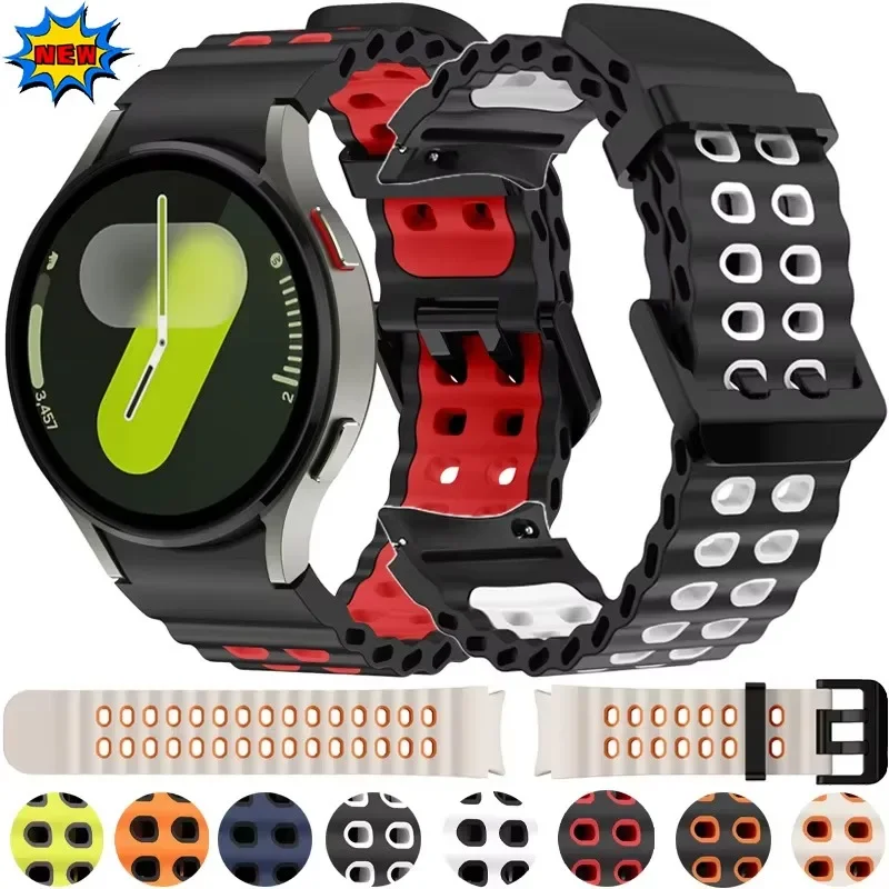 Ocean Silicone breathable Strap For Samsung Galaxy watch 7/FE/6/5/4 40mm 44mm bracelet band Watch 6/4 Classic 47mm 43mm 46/42mm