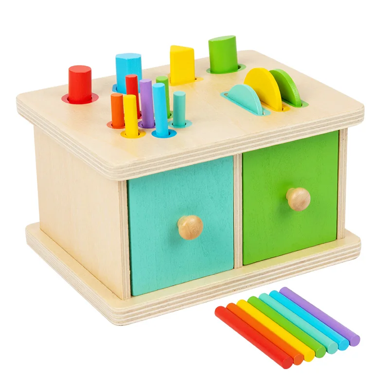 モンテッソーリ教育玩具 色と形の分類ボックス ブロック挿入活動 手と目の協調 微細運動能力