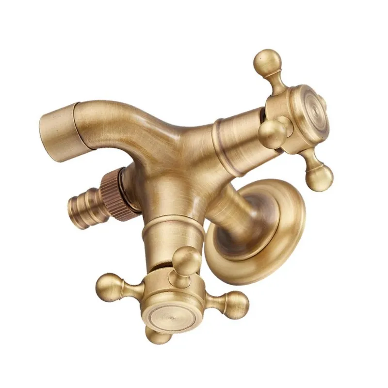 AB41-Quick Open Outdoor Faucet Copper Point Washing Machine Wall-Mounted Spout Single Cold Mop Pool Tap Faucet Antique