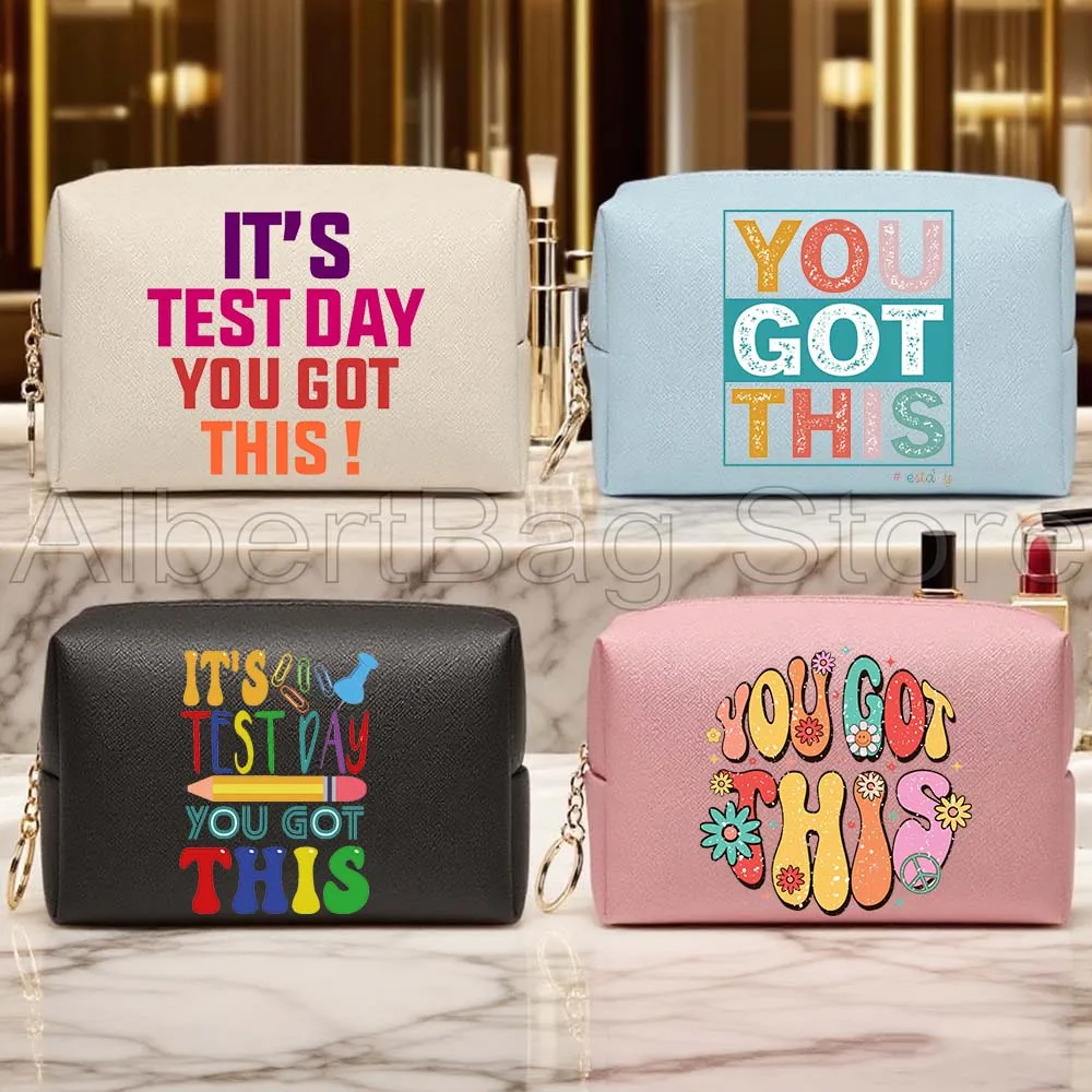 

It's Test Day You Got This Motivational Testing Day Teacher Student Gifts PU Cosmetic Bags Makeup Case Waterproof Storage Bags