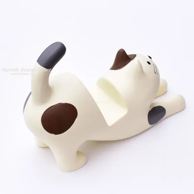 Lovely Phone Bracket Kawaii Cat Model Portable Phone Holder for Desk Resin Exquisite Compatible Mobile Phones Home Decor Crafts