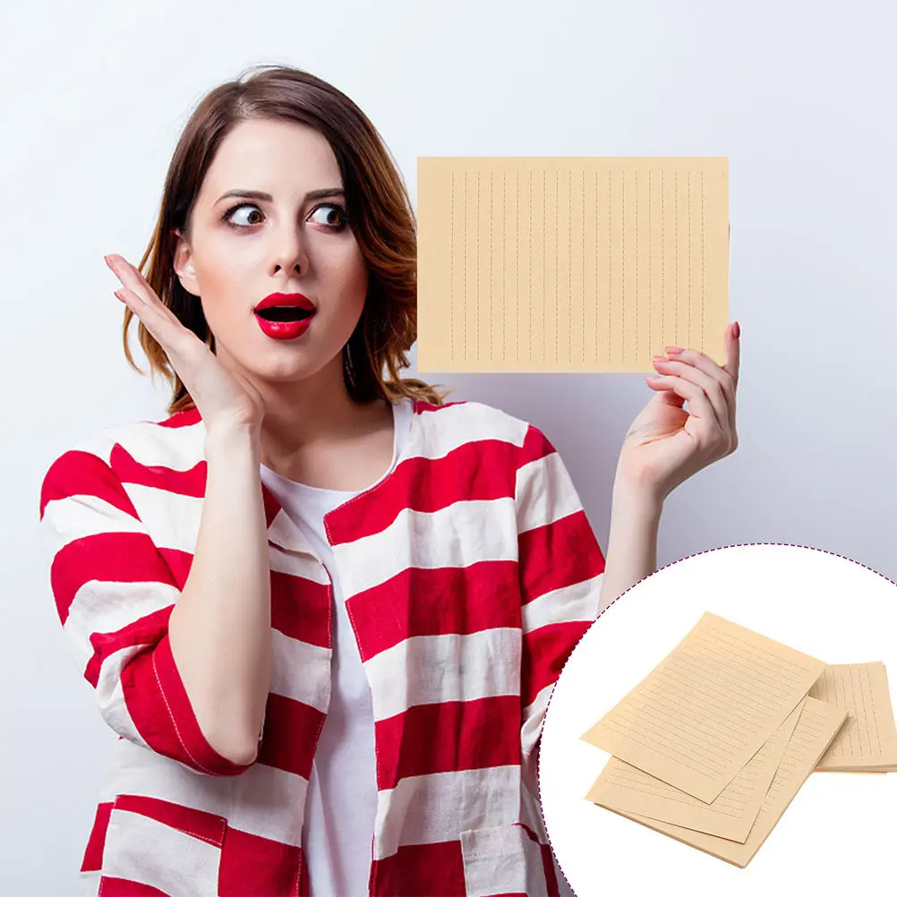 

50 Sheets Sturdy Kraft Letter Paper Vintage Lined Writing Stationery No Bleedthrough for Calligraphy Handwriting Graduation