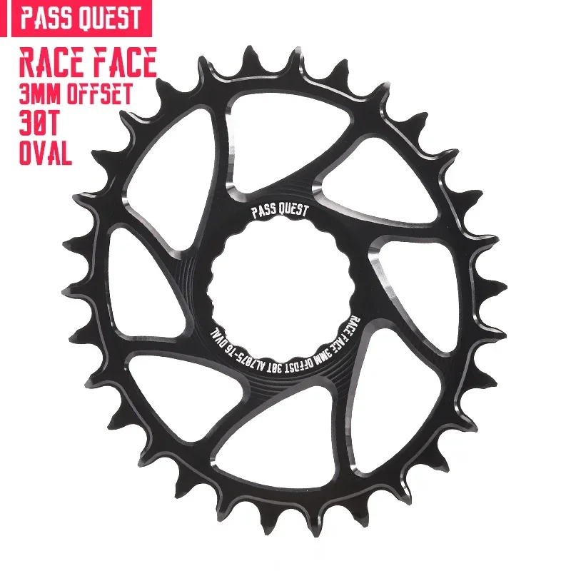 PASS QUEST Offset 3 mm silberne und schwarze schmale, breite Kettenblätter für RACEFACE RF Next SL Sixc Atlas-Serie mit direkter Halterung