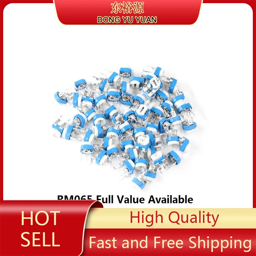 20pcs 10K 1K 2K 5K 20K 50K 100K 200K 500K 1M 100R 200R 500R RM065 트림포트 트리머 전위차계 조정 가능한 저항기 RM-065-103