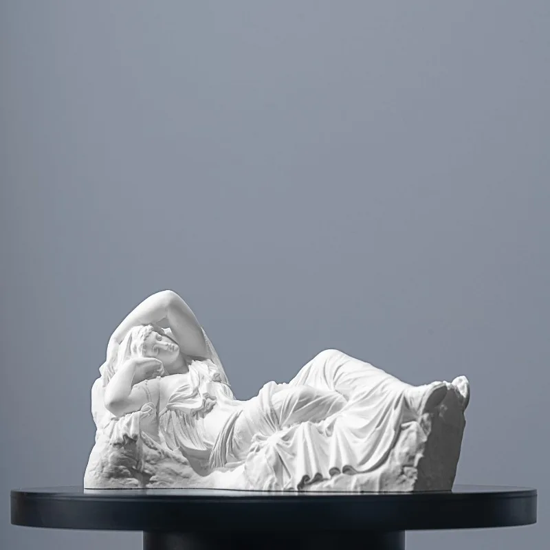 Nordic Plaster Sleeping Woman Sculpture Ornaments Living Room Porch Bedroom Desktop Character Furnishings Crafts Birthday Gifts