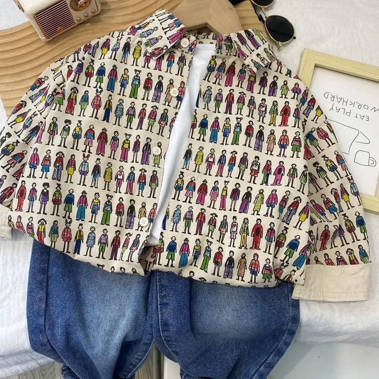 سترة قميص للأولاد لربيع وخريف 2026 ملابس ربيعية عصرية جديدة للأطفال الصغار