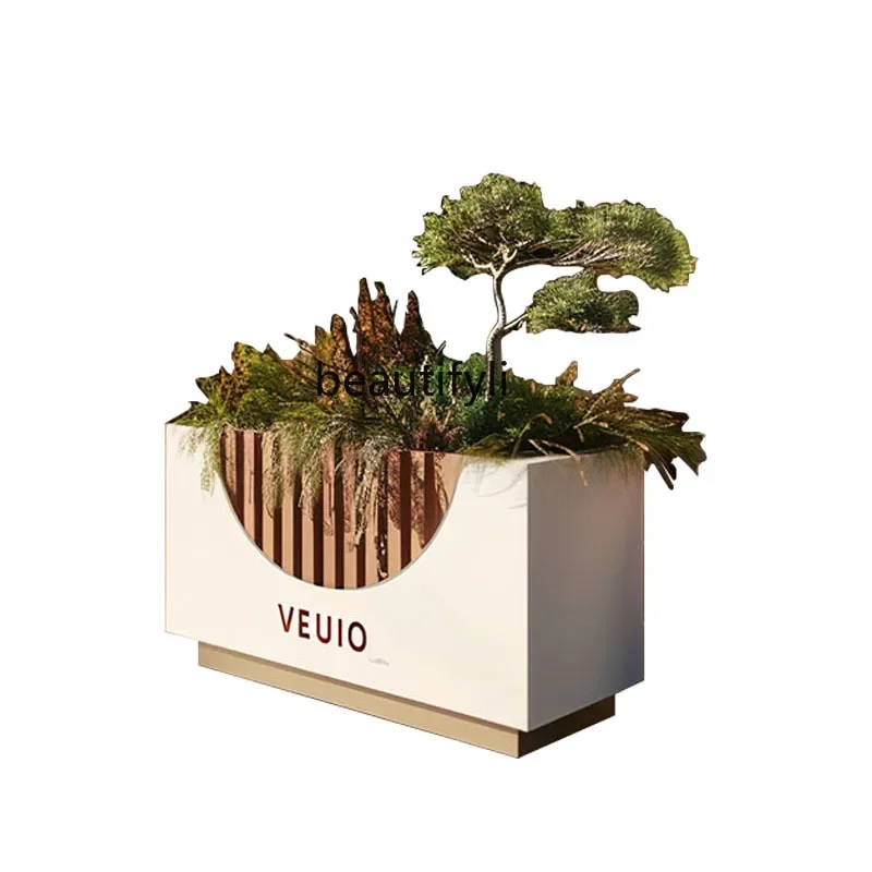 xqOutdoor Flower Box Iron Flower Outdoor Coffee Shop Leisure Area Fence Partition Planting Box