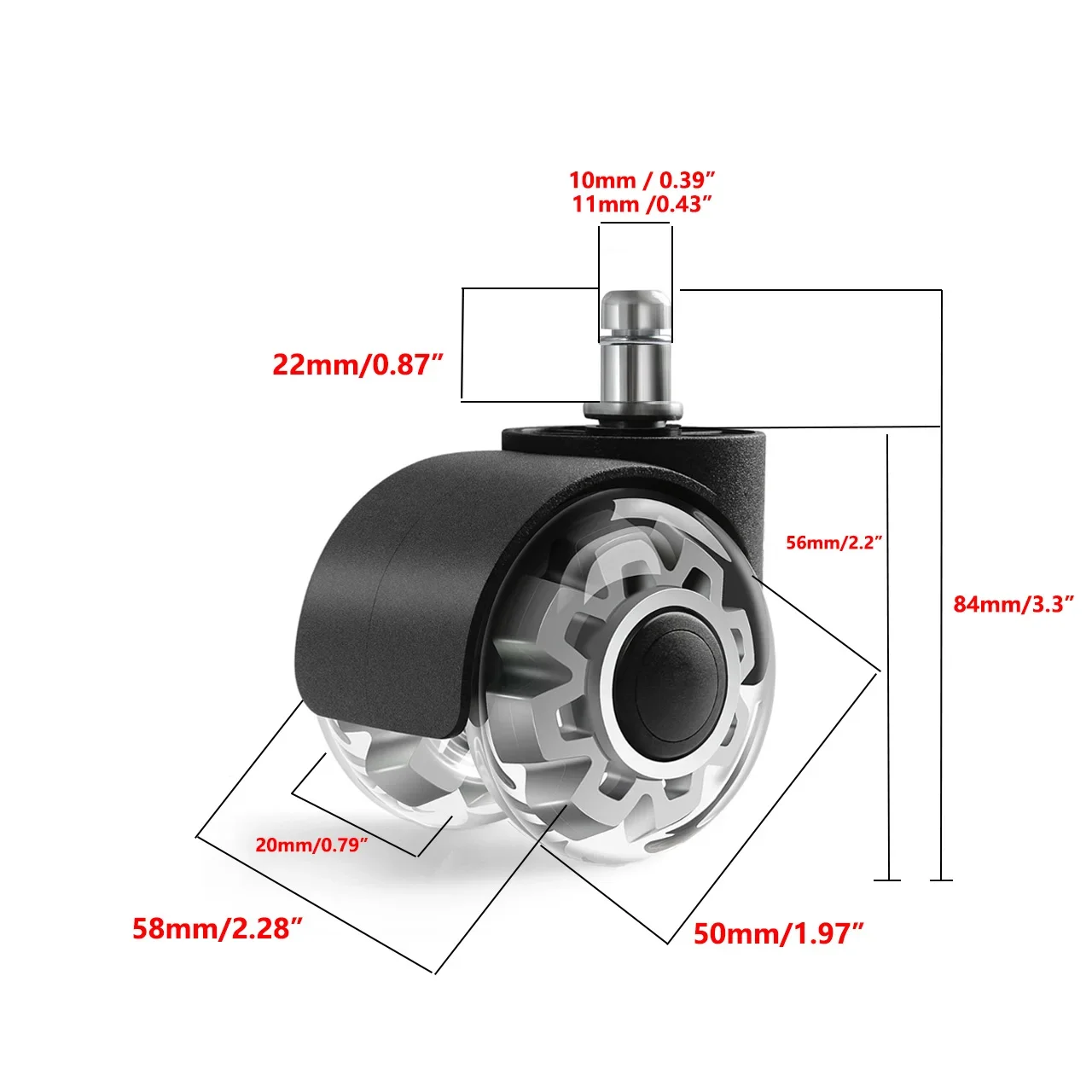 Set of 5 Office Chair Wheels Caster Wheels