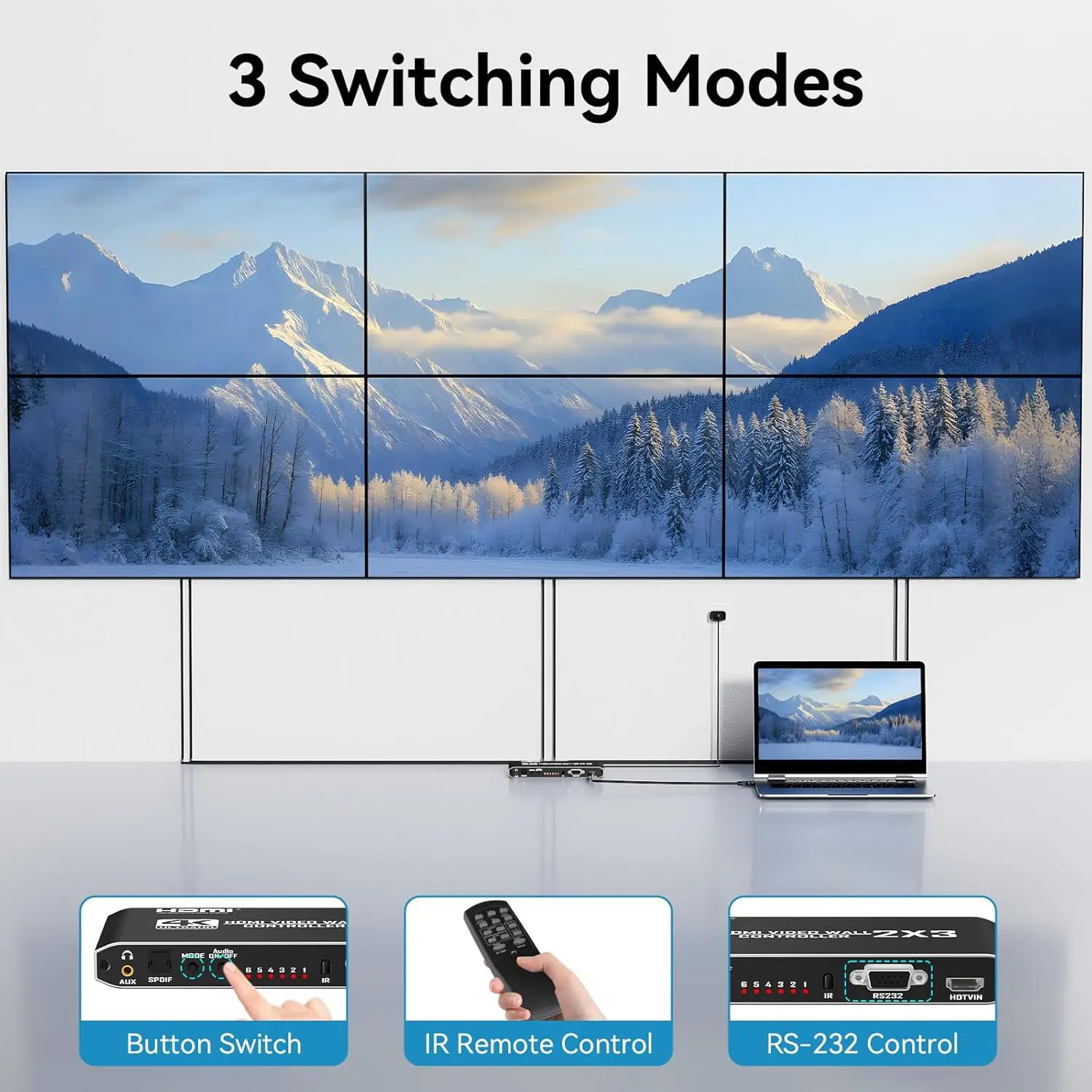 2x3 HDMI Video Wall Controller 4K HDMI Video Screen Wall Stitching Processor 2x3 1x2 1x4 1x3 2x1 3x1 4x1 6 TV Splicing Display