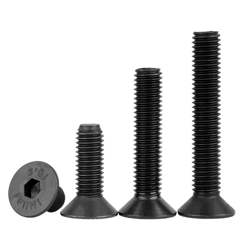 US Standard Countersunk Head Hex Hexagonal Socket Screw UNC 4#-40 6#-32 8#-32 10#-32 Black Grade 10.9 Steel Flat Head Allen Bolt