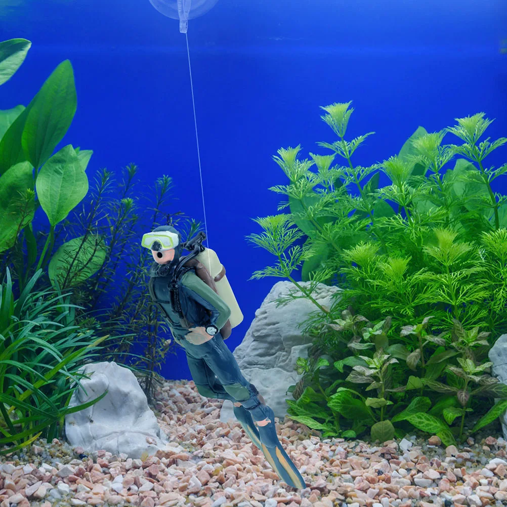 

2 Pcs Diver Figurine Aquarium Decoration Fish Tank Ornament Plastic Safe Floating Household Landscaping Pet Supplies