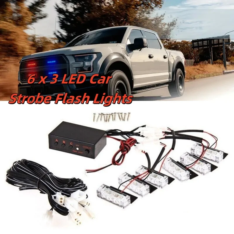 18 Led Amber Strobe Flashing Light 12V 24V Recovery Truck Breakdown Kit With Control Box Module And Extension Wires Truck Lorry