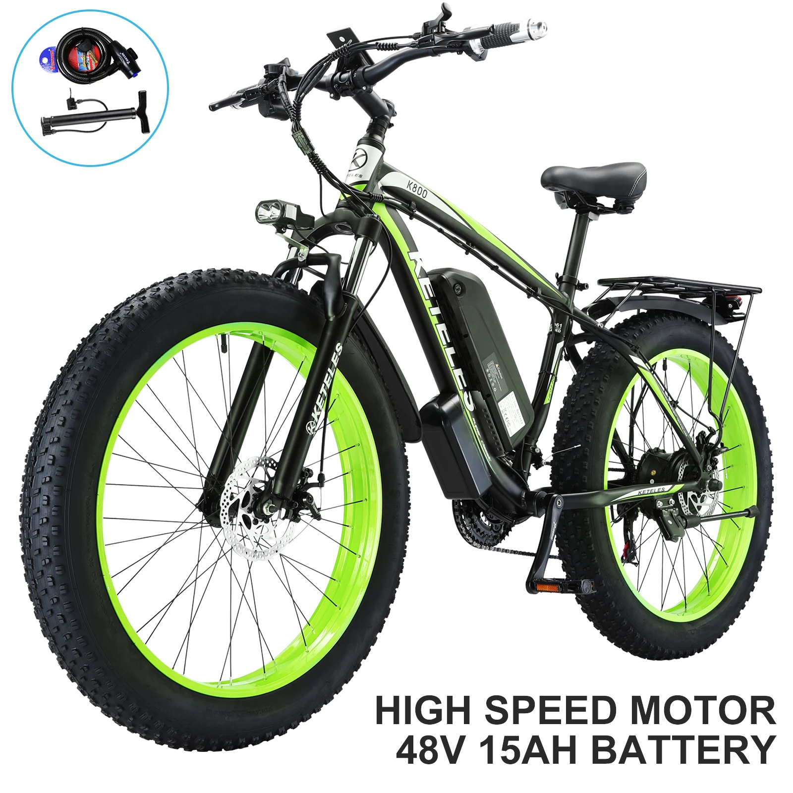 KETELES 26'' Adult Electric Bicycle Dual Motor 21-Speed E-Scooter with 48V 15AH Removable Lithium Battery 1000W Powerful Brushless Motor 28mph up to 50 Miles Full Aluminum Frame Ebike image 3
