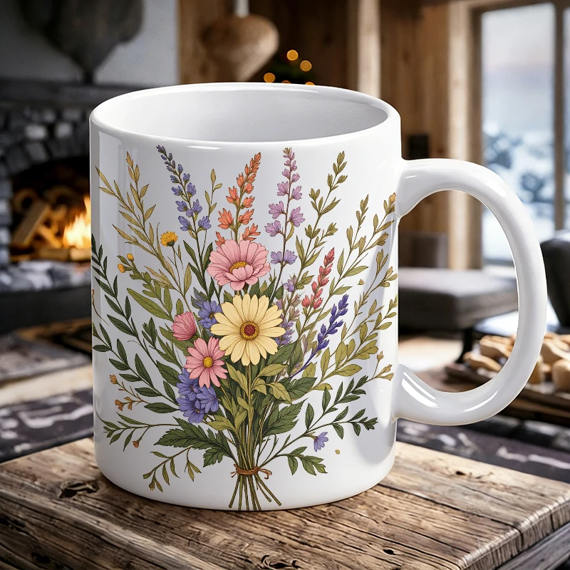 

Bastille Day Mug Coffee Cup Ceramic Cup Vintage Garden Bouquet Print
