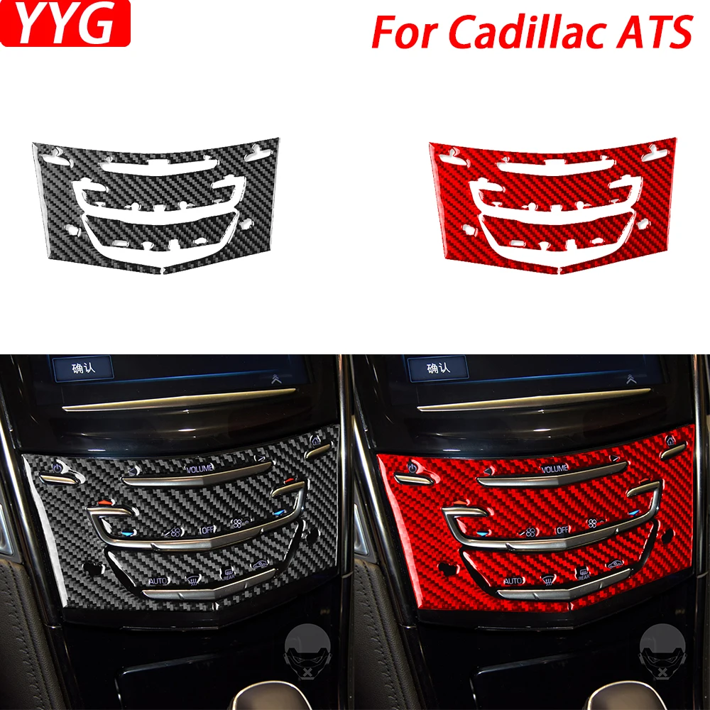 

For Cadillac ATS 2013-2019 Real Carbon Fiber Central Control Radio CD AC Panel Decorative Cover Car Interior Accessories Sticker