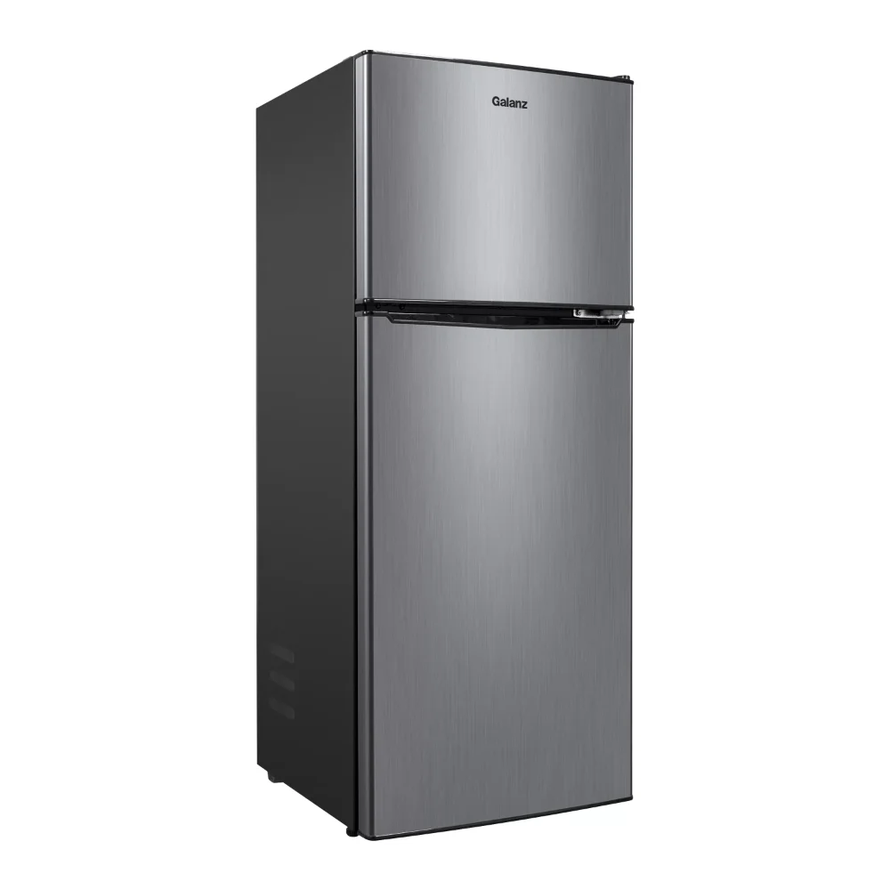 Galanz 4.6. Cu ft Two Door Mini Refrigerator with Freezer, Stainless Steel