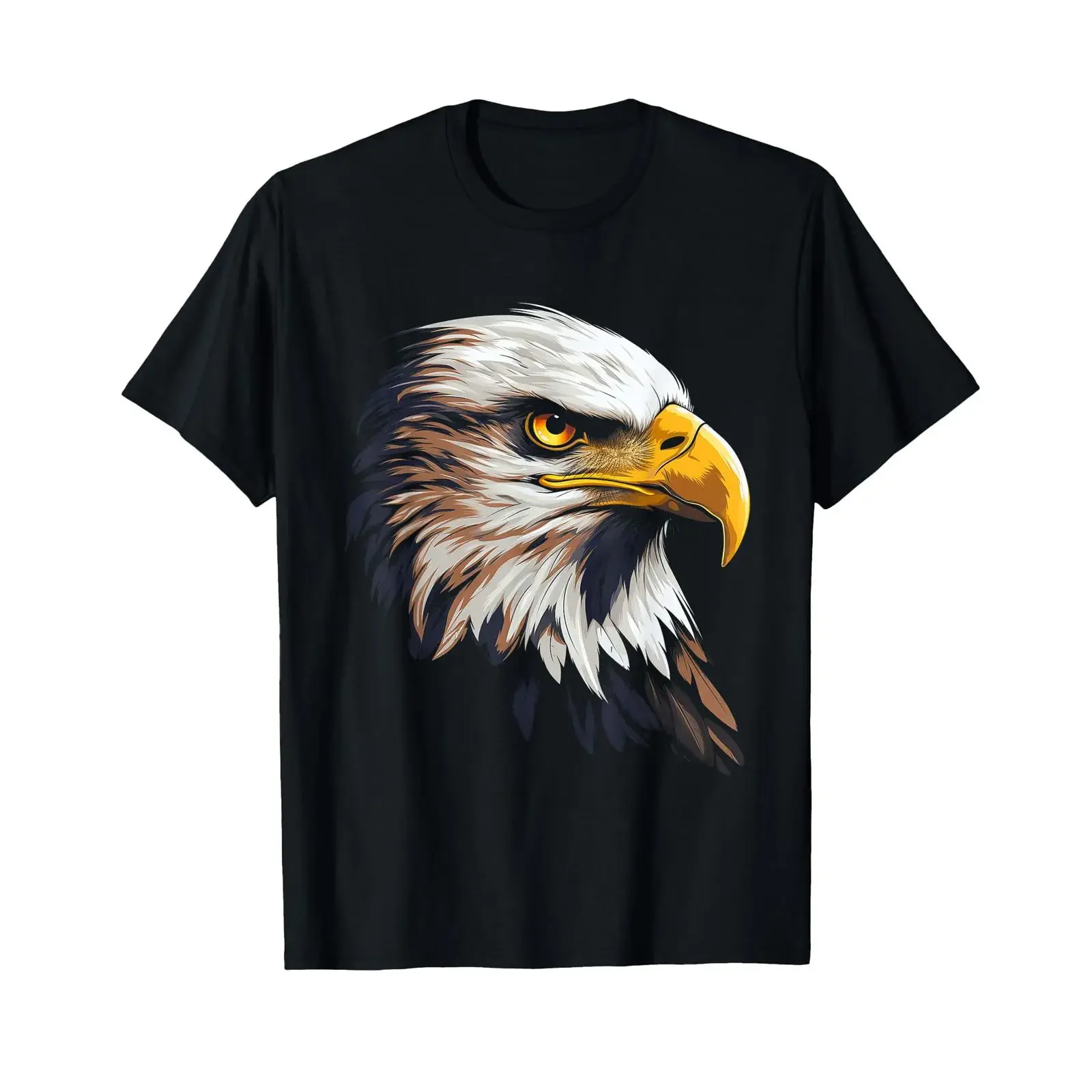 Camiseta Lovers Adl con diseño colorido de pájaro águila calva, color negro, vintage, lavada, transpirable, cómoda, ropa de calle