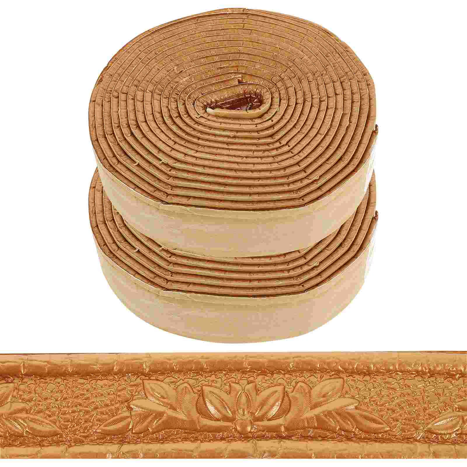 

2 Rolls Waistline Skirting Peel and Stick Molding Trim for Wall Corner Flexible Ceilings Edge Caulk Strip Trims Double