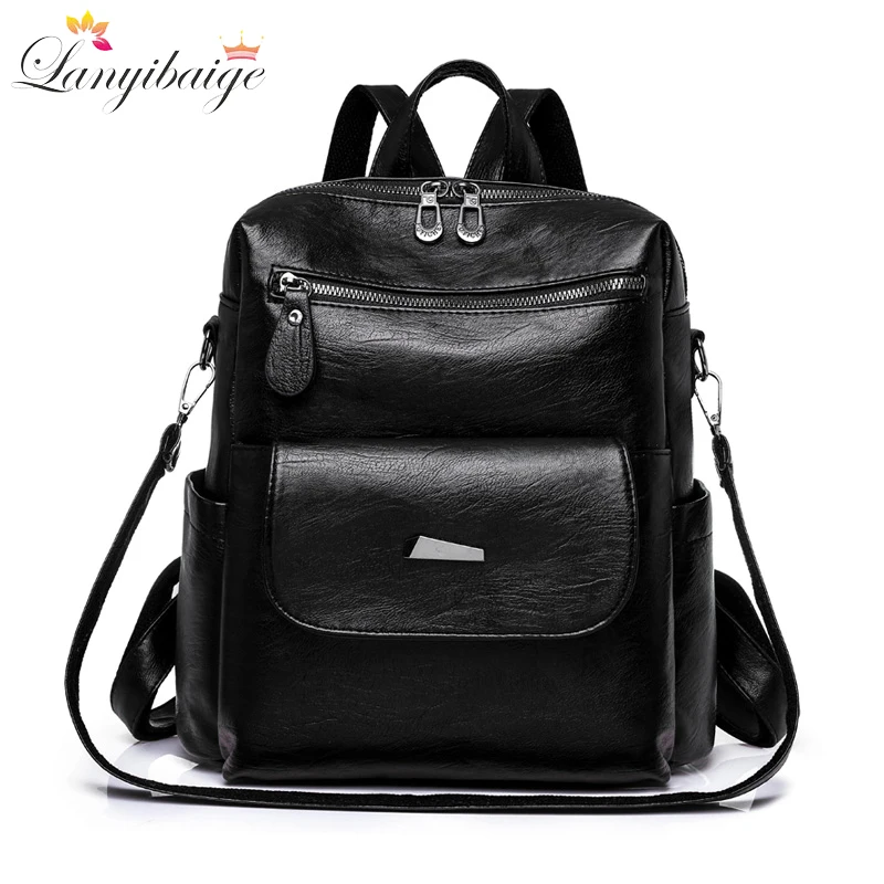 Genuine Women Leather Backpack Fashion Female Shoulder Bag Sac a Dos Ladies Bagpack Mochilas School Bags For Teenage Girls 2024