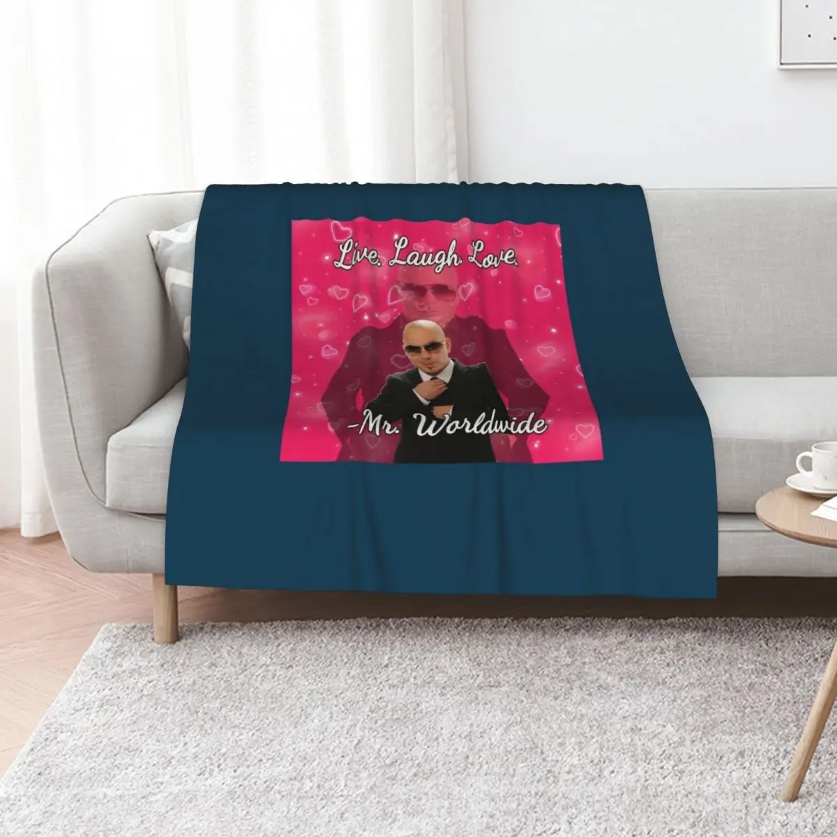 Mr worldwide says to live laugh love Throw Blanket Sofa Quilt Stuffeds Hairys Plush Polar Designers Blankets