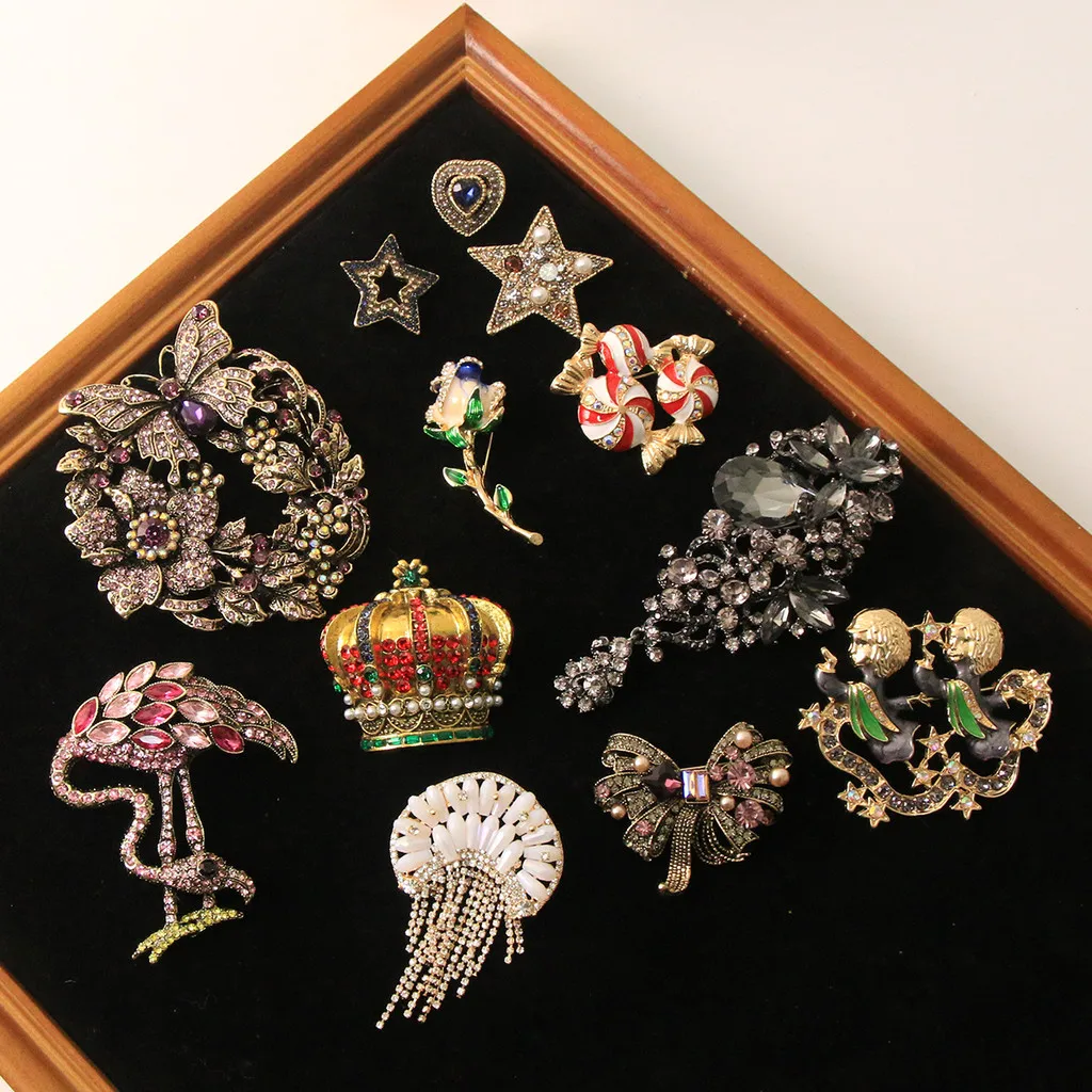 Broches y Alfileres de Diseño Floral y Fauna con Motivos de Aves y Lazos, Estilo Barroco de Lujo, para Hombres y Mujeres, Accesorios de Joyería