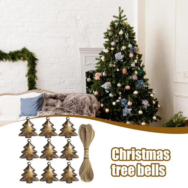 Metal Christmas Bells Metal Christmas Tree Shaped Bells Dangling Holiday Decor Cute Cow Bells For Wedding Christmas tree