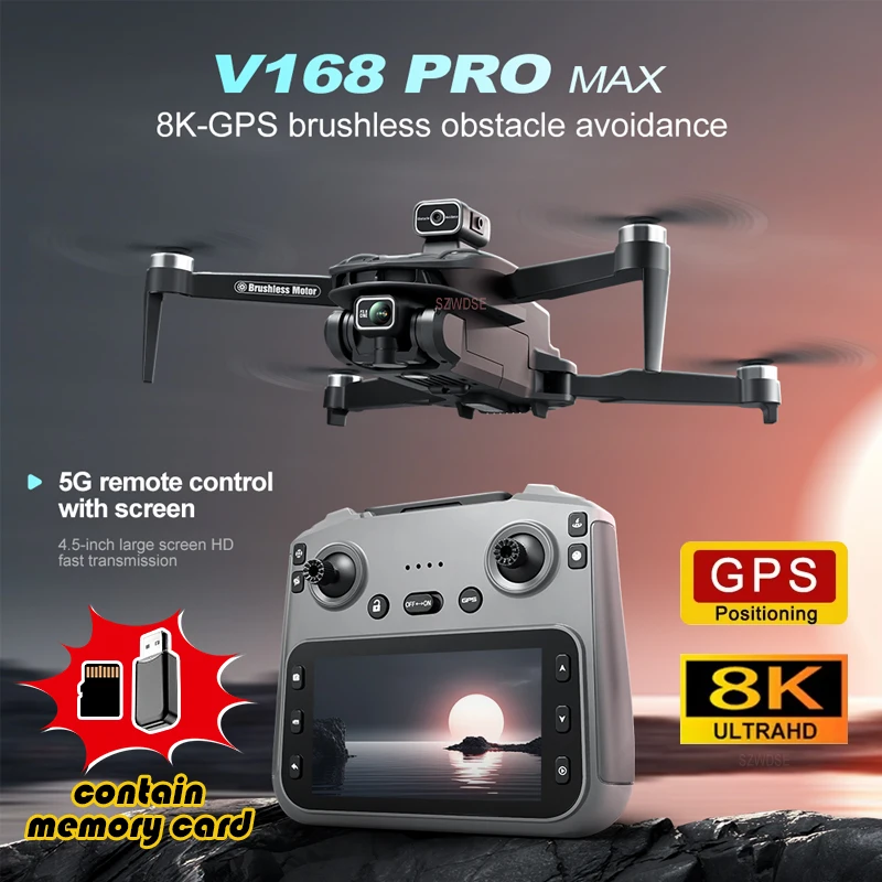 V168 MAX Mini GPS Drohne Professionelle FPV mit 8K Kamera RC Quadcopter Hindernisvermeidung Luftaufnahmen Flugzeug Hubschrauber