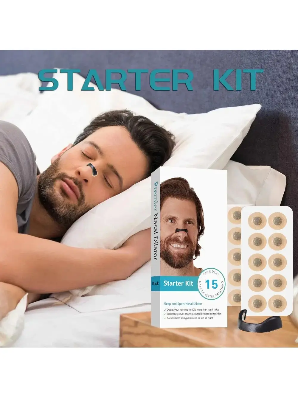 

Nasal Expansion Kit-4 expansion clips, 1 magnetic extractor and 30 patches, firm adhesion, comfortable fit, improved breathing