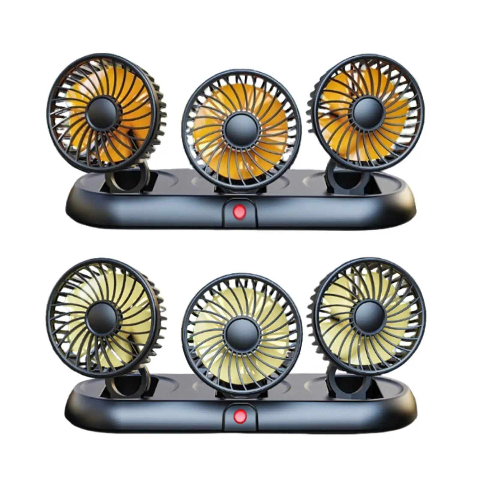 Wielofunkcyjny, obrotowy wentylator samochodowy z 3 głowicami, przenośny, do samochodów ciężarowych, na deskę rozdzielczą, do SUV-ów i sedanów.