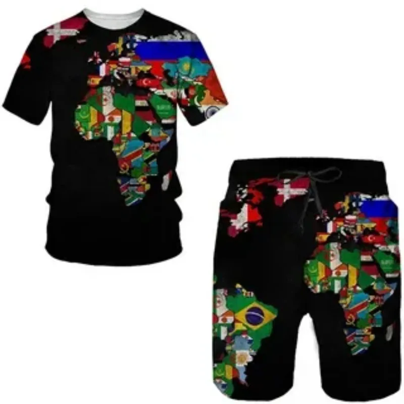 2025 Fun Trend 3D Printed Summer Men's T-shirt Sports Set Two Piece Set Horror T-shirt Short Sleeve Shorts