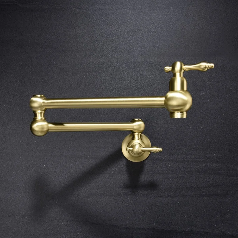 

Wall Mount Pot Filler Faucet, Stainless Steel Kitchen Sink Faucet with Adjustable Spout, Modern Bathroom and Kitchen Fixture