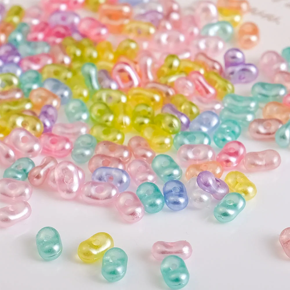 20g Acrylic Charm Peanut Seed Beads Pearl Pearlescent Effect Colourful Spacer Beads For DIY Jewelry Making Handmade Sewing 3x6mm