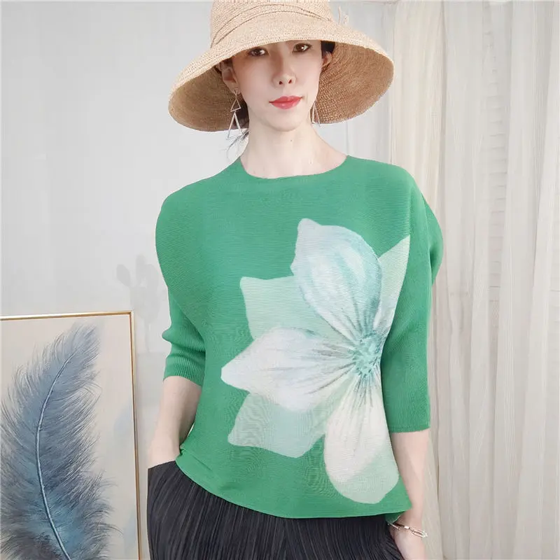 

Flower Printing T shirt Female O Neck Cold Plasma Girl 2023 Summer Fashion Loose and Various Long Sleeve Casual T shirt Female