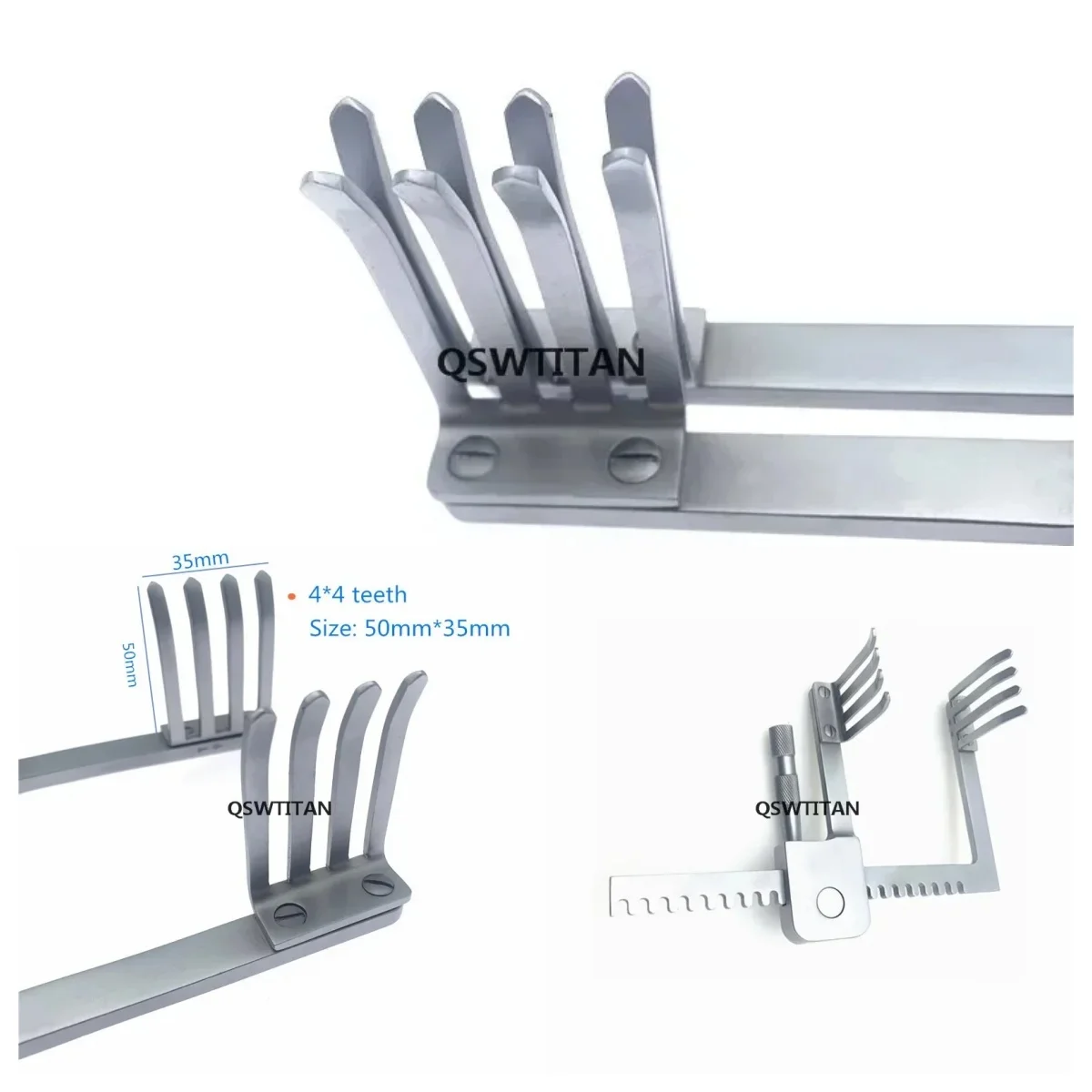 Professional Orthopedic Instrument: 4-Prong Bone Retractor Manual Distractor for Lumbar/Rib Procedures