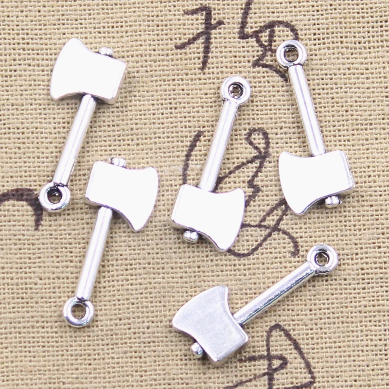 30pcs Charms Tools Axe Ax 25x10mm Antique Silver Color Pendants DIY Crafts Making Findings Handmade Tibetan Jewelry