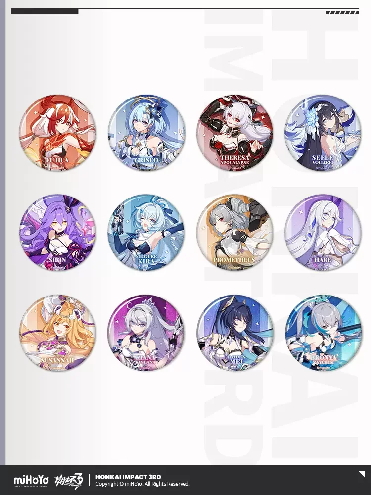 

Sunsyea Honkai Impact 3rd Official Merch miHoYo Original Authentic Theme Series Badge Raiden Mei Bronya Kiana